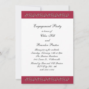Invitation du Ruby Red and Pearls Engagement Party