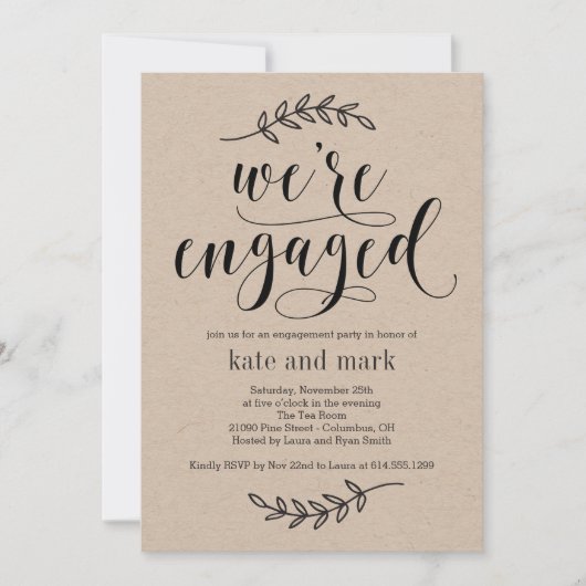 Invitation du Rustic Elegance Engagement Party Kra (Devant)