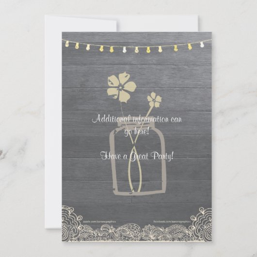Invitation du Rustic Mason Jar Bachelorette Party (Dos)