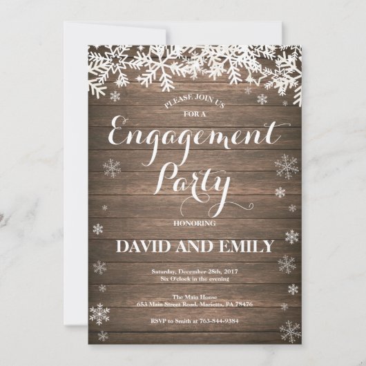 Invitation du Rustic Winter Engagement Party (Devant)