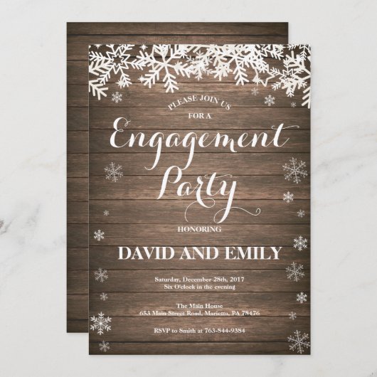Invitation du Rustic Winter Engagement Party (Devant / Derrière)