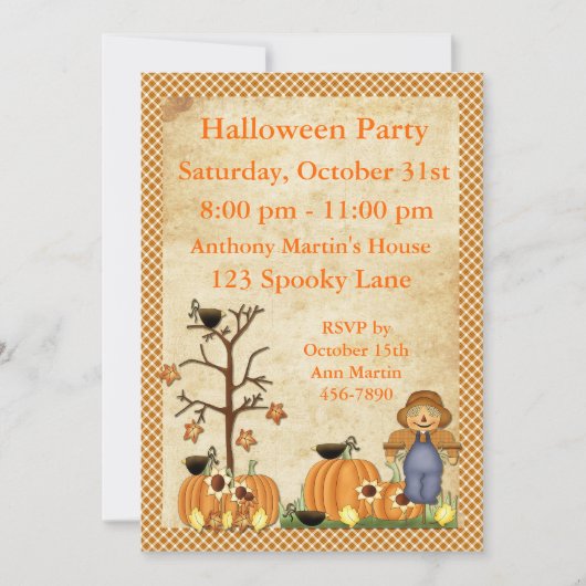 Invitation du Scarecrow Halloween Party (Devant)
