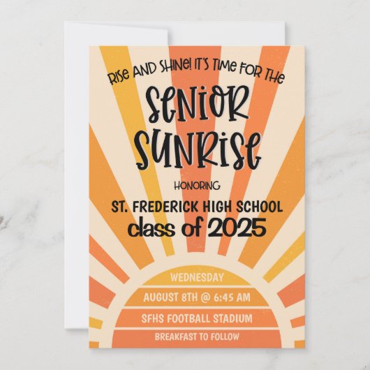 Invitation du secondaire Sunrise High School Senio (Devant)