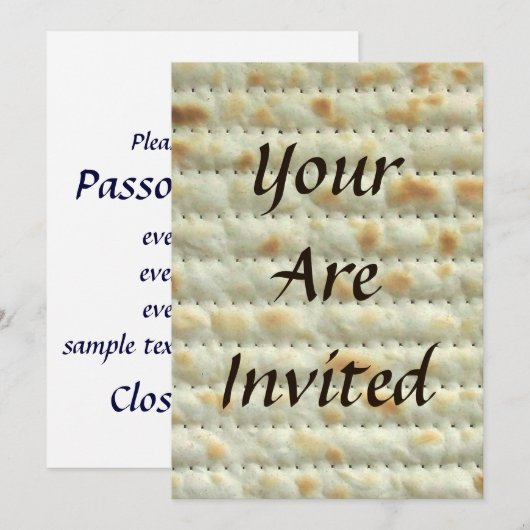Invitation du Seder Matzoh Passover (Devant / Derrière)