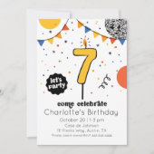 Invitation du septième anniversaire de chandelle D (Devant)