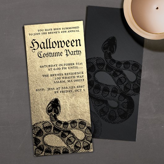Invitation du serpent d'Halloween adulte or