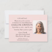 Invitation du service commémoratif In Love Memory (Dos)