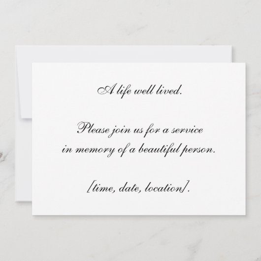 Invitation du service commémoratif In Love Memory (Dos)
