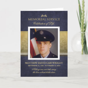Invitation du service commémoratif Navy Blue & Gol