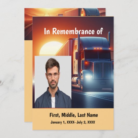 Invitation du service commémoratif Semi-camion Tra (Devant / Derrière)