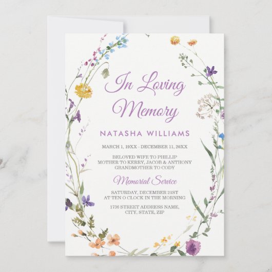 Invitation du service de Faire-part commémoratif f (Devant)