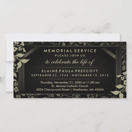 Invitation du service de mémorial Floral Black & G (Devant)