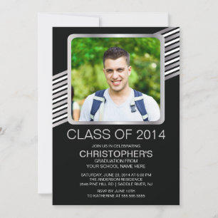 Invitation du Silver Black Photo Graduation Party