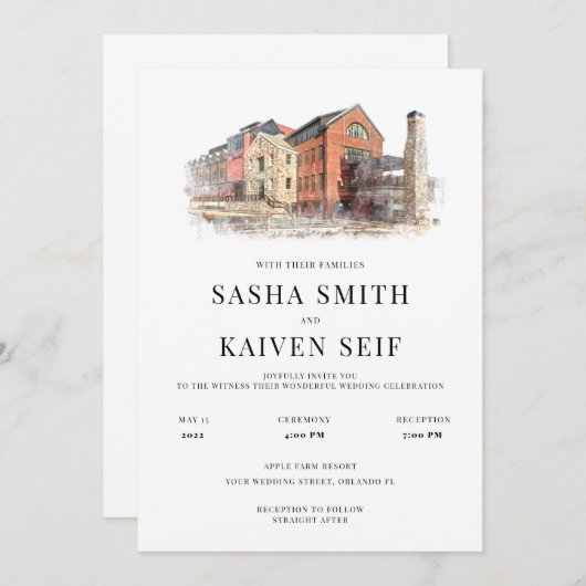 Invitation du site Mariage aquarelle (Devant / Derrière)