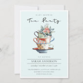 Invitation du Sky Blue Stacked Baby shower Tea Par (Devant)