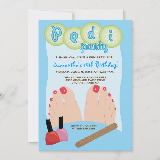 Invitation du spa PEDICURE Pedi Party 5x7 (Devant)