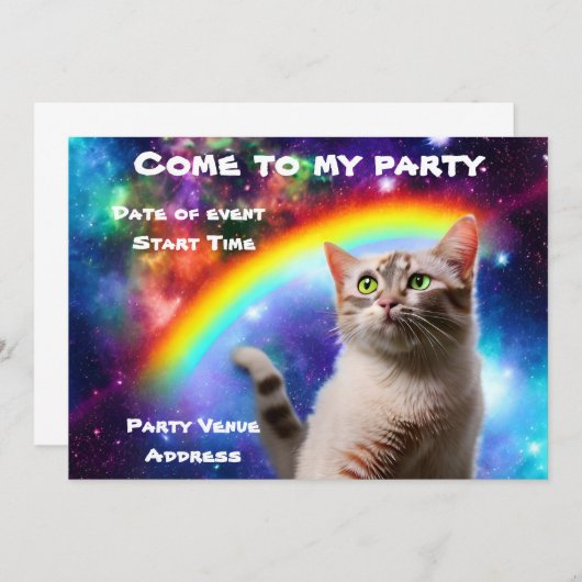 Invitation du Space Cat Party (Devant / Derrière)