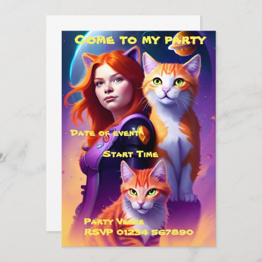 Invitation du Space Cat Party (Devant / Derrière)