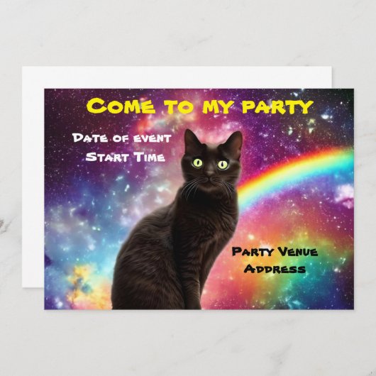 Invitation du Space Cat Party (Devant / Derrière)