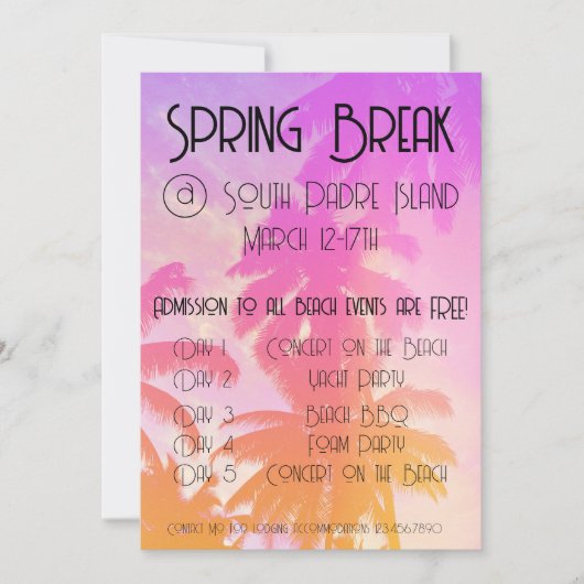 Invitation du Spring Break Party (Devant)