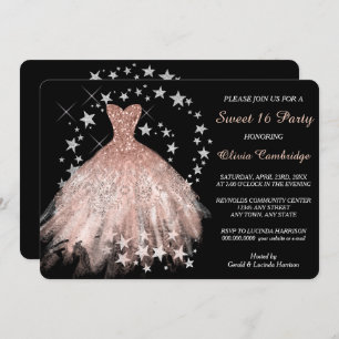 Invitation du Star Shimmer Peach Sweet sixteen Par