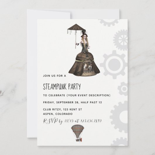 Invitation du Steampunk Party (Devant)