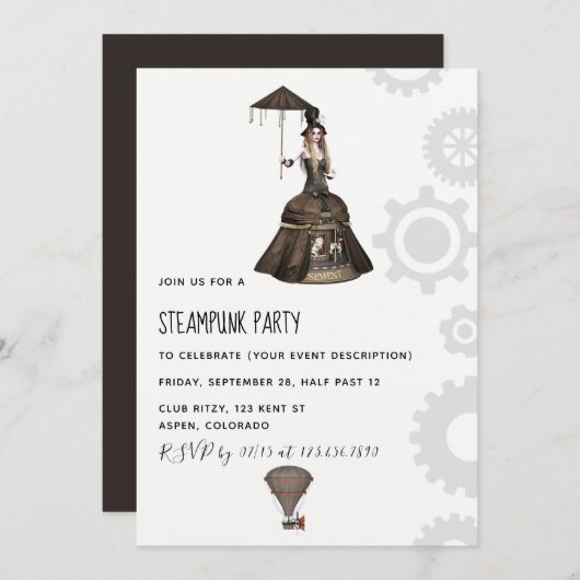 Invitation du Steampunk Party (Devant / Derrière)