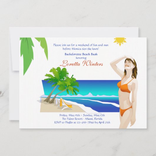 Invitation du Sun Bachelorette Party (Devant)