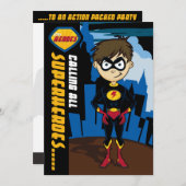 Invitation du Superhero Boy Party (Devant / Derrière)