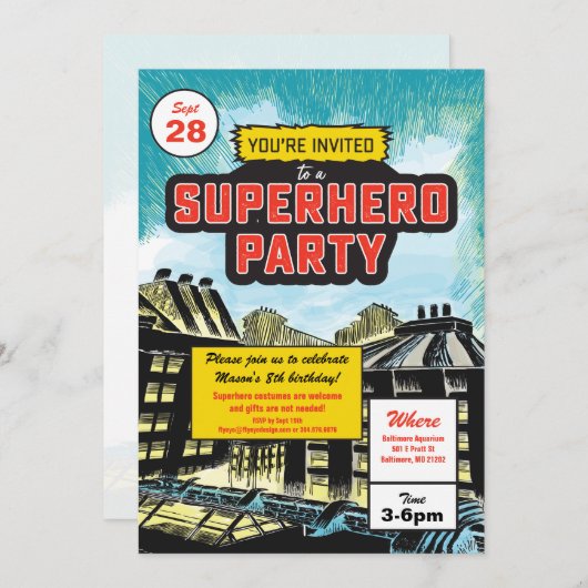 Invitation du Superhero Comic Party (Devant / Derrière)