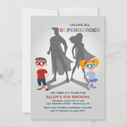 Invitation du Superheroes Party (Devant)