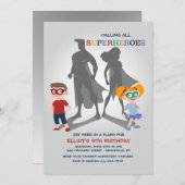 Invitation du Superheroes Party (Devant / Derrière)