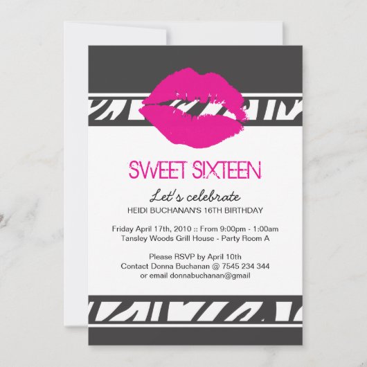 Invitation du Sweet sixteen (Devant)