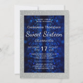 Invitation du Sweet sixteen bleu brillant (Devant)