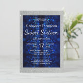 Invitation du Sweet sixteen bleu brillant (Debout devant)