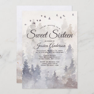 Invitation du Sweet sixteen de forêt mystique