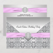 Invitation du Sweet sixteen de la Bow rose (Devant / Derrière)