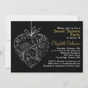 Invitation du Sweet sixteen du coeur Whimsical noi