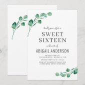 Invitation du Sweet sixteen Eucalyptus Budget (Devant / Derrière)