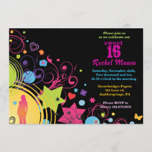 Invitation du Sweet sixteen lumineux Girl Power 16