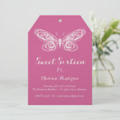 Invitation du Sweet sixteen papillon Fuchsia (Debout devant)