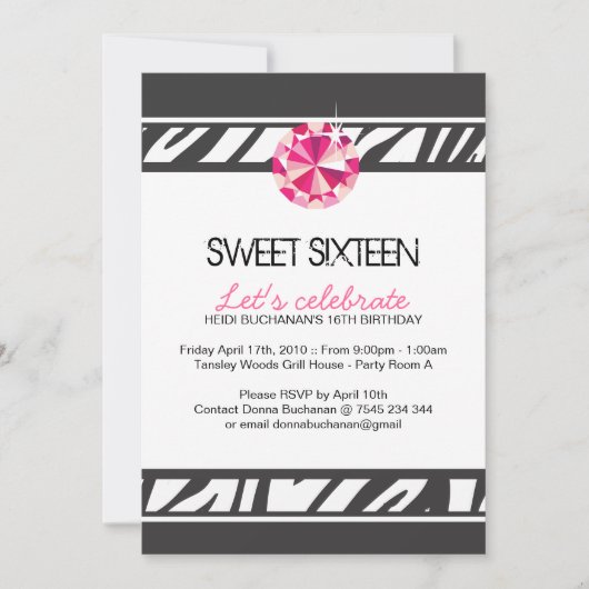 Invitation du sweet sixteen Party (Devant)