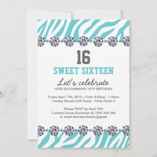 Invitation du sweet sixteen Party (Devant)