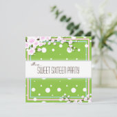 Invitation du Sweet sixteen - Rose vert - points (Debout devant)
