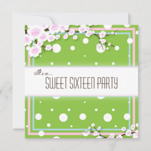 Invitation du Sweet sixteen - Rose vert - points