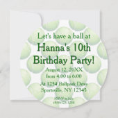 Invitation du Tennis Ball Party (Dos)