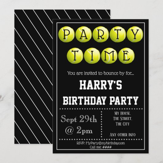 Invitation du Tennis Party (Devant / Derrière)