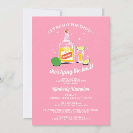 Invitation du Tequila Bachelorette Party (Devant)
