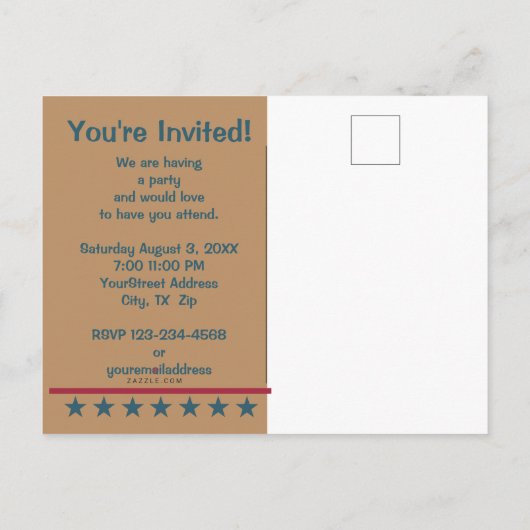 Invitation du Texas Lone Star Flag (Dos)