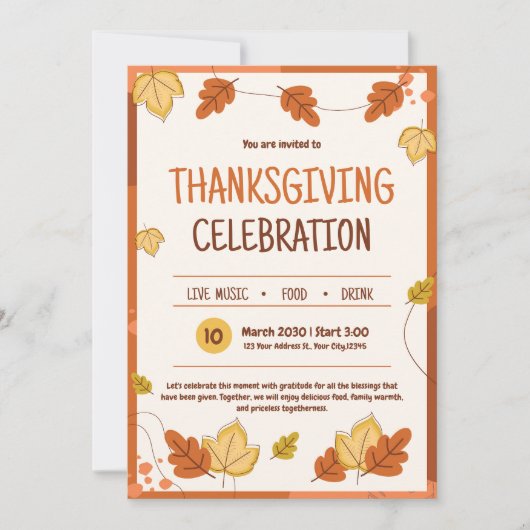 Invitation du Thanksgiving moderne (Devant)